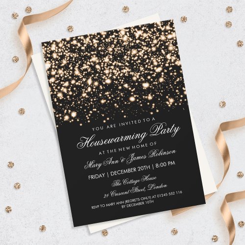 Housewarming Party Gold Midnight Glam Invitation