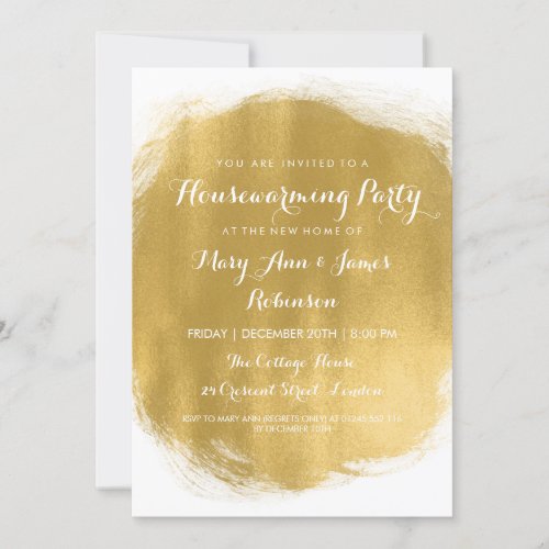 Housewarming Party Gold Paint Look Invitation