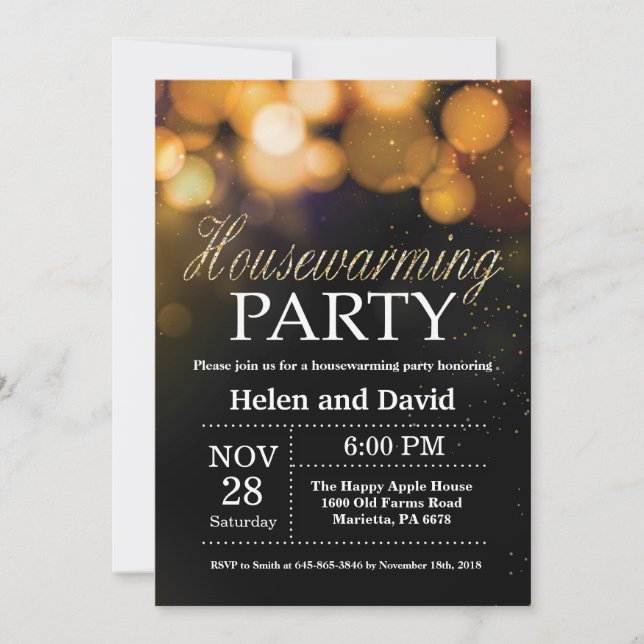 Housewarming Party Home Sweet Home Gold Glitter Invitation (Front)
