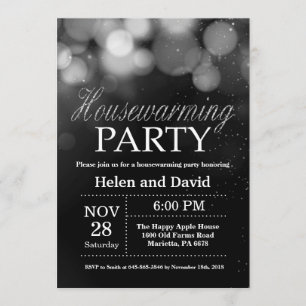 Housewarming Party Home Sweet Home Silver Glitter Invitation