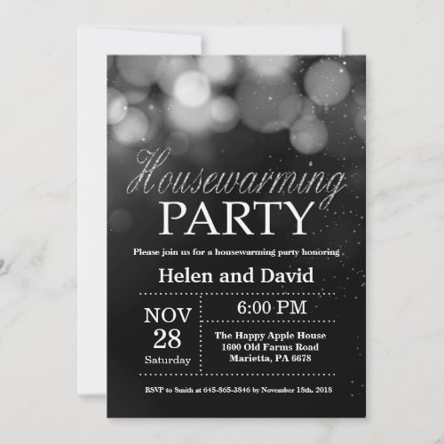 Housewarming Party Home Sweet Home Silver Glitter Invitation