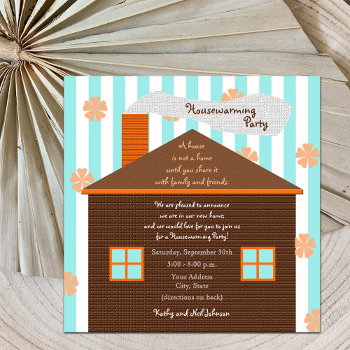 Housewarming Party Invitation Brown House by henishouseofpaper at Zazzle