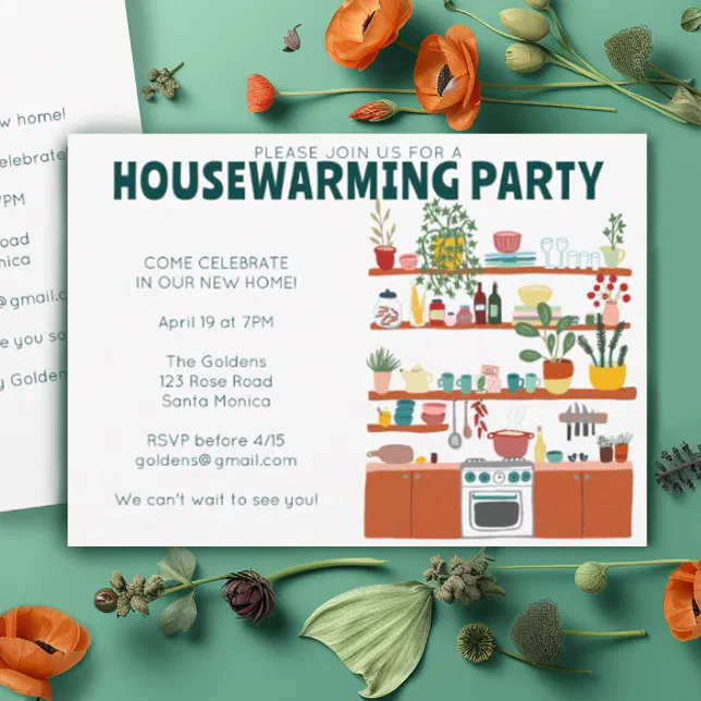 Housewarming Party Invitation Cute Cozy Kitchen | Zazzle