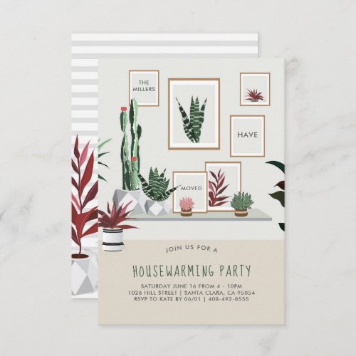 Housewarming Party Invitation  Potted Plants