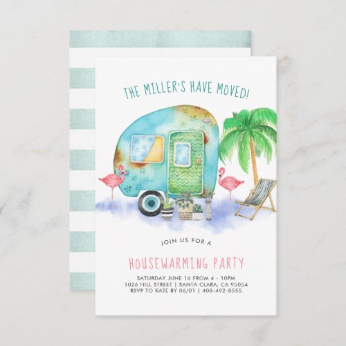 Housewarming Party Invitation  Watercolor Trailer