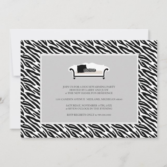 Housewarming Party Invitation {Zebra Print} (Front)