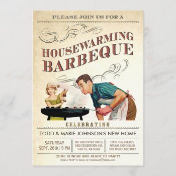 Housewarming Party Invitations | Bbq Vintage by Anything_Goes at Zazzle