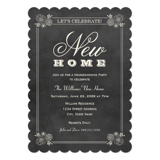 Housewarming Party Invitations Black Chalkboard