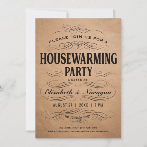 Housewarming Party Invitations Vintage Scrollwork