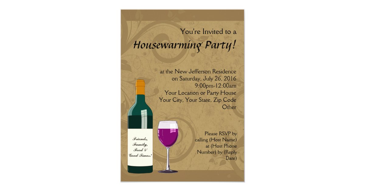Housewarming Party Invitations Wine Theme Invitation Zazzle Com