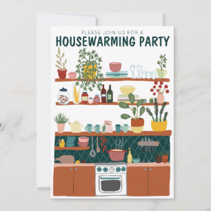 Housewarming Party Invite Cute Art Cozy Kitchen