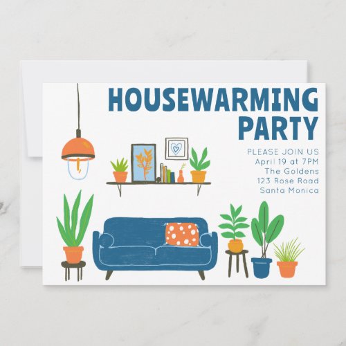 Housewarming Party Invite Cute Living Room Sofa 