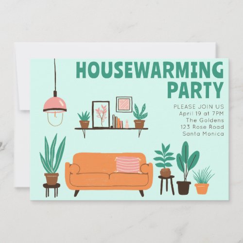 Housewarming Party Invite Cute Living Room Sofa 