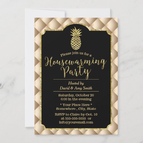 Housewarming Party Luxury Gold Pineapple Invitation