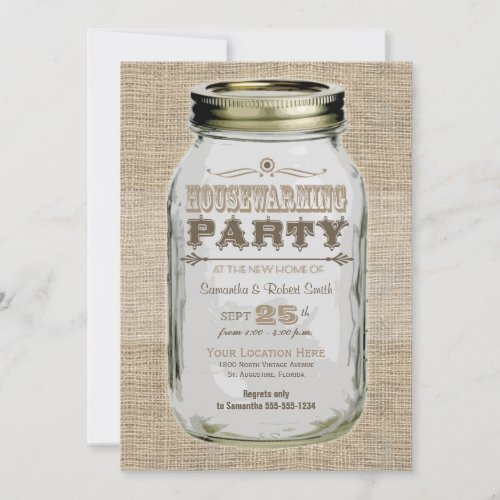 Housewarming Party Mason Jar 5x7 Paper Invitation Card