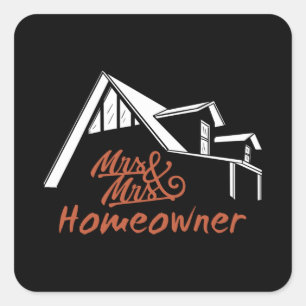 Housewarming party Mr & Mrs Homeowner Square Sticker