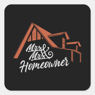 Housewarming party Mr & Mrs Homeowner Square Sticker