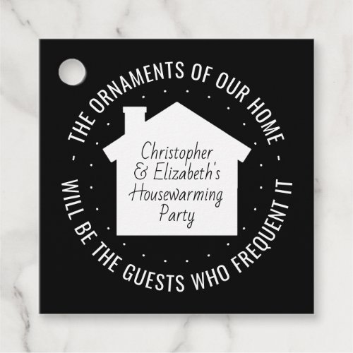 Housewarming Party New Home Address Black  White Favor Tags