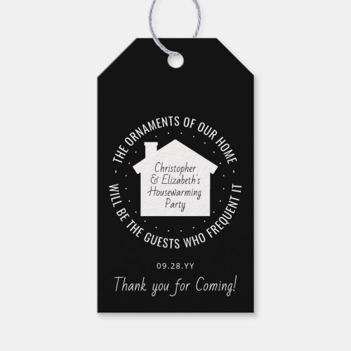 Housewarming Party New Home Address Black  White Gift Tags