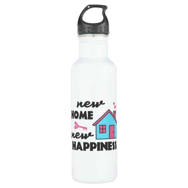 Housewarming party New Home New Happiness Stainless Steel Water Bottle (Front)