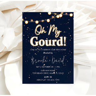 Housewarming Party Oh My Gourd! Black & White Invitation