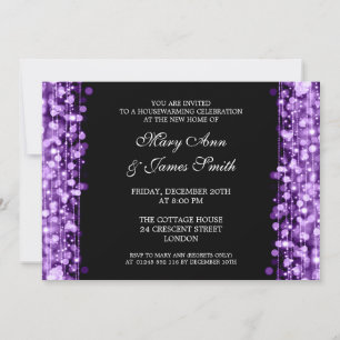 Housewarming Party Purple Lights & Sparkles Invitation