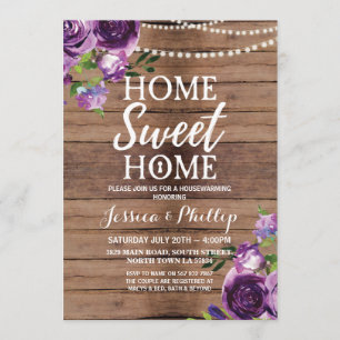 Housewarming Party Purple Rustic New Home Invite