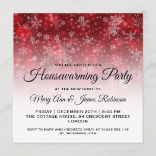 Housewarming Party Red Holiday Sparkle Invitation