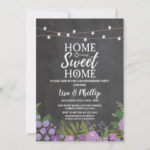 Housewarming Party Rustic Floral Chalk Key Invite