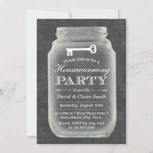 Housewarming Party Rustic Mason Jar Chalkboard Invitation