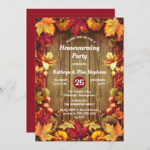 Housewarming Party  _ Rustic Woodsy Fall Leaves  I Invitation