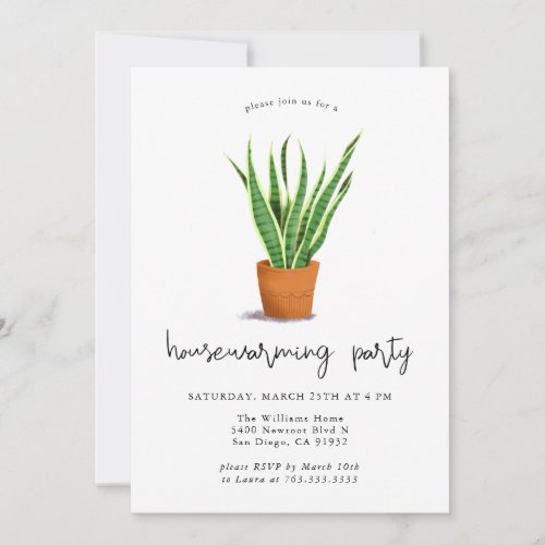 Housewarming Party Snake Plant Invitation