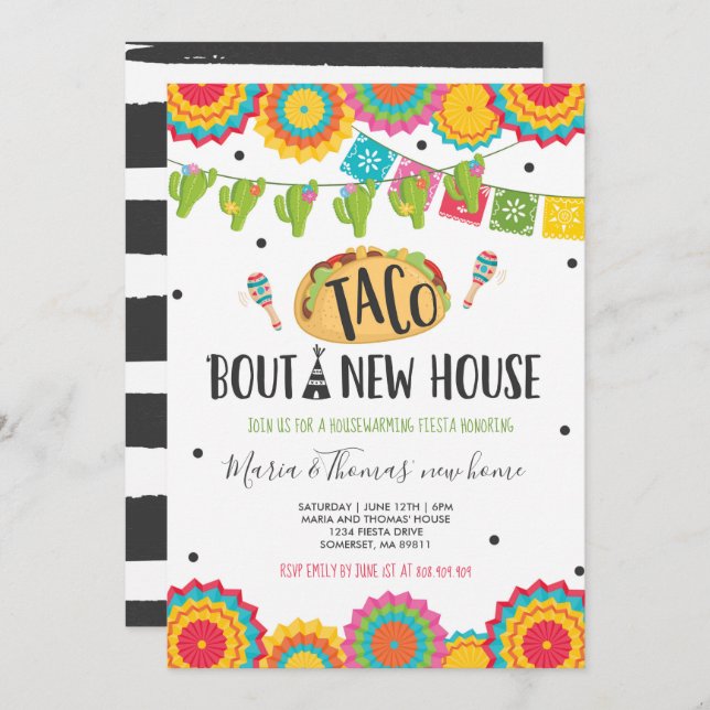Housewarming Party Taco 'Bout A New Home Fiesta Invitation (Front/Back)