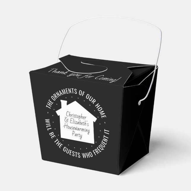Housewarming Party Thank You Black & White Elegant Favor Boxes (Front Side)
