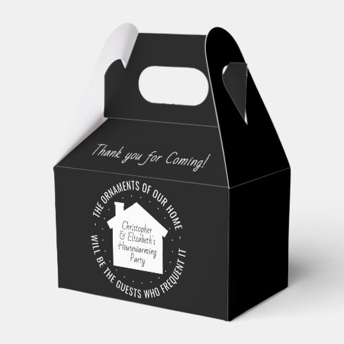 Housewarming Party Thank You Black  White Elegant Favor Boxes