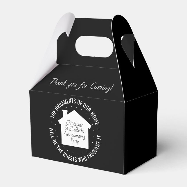 Housewarming Party Thank You Black & White Elegant Favor Boxes (Front Side)