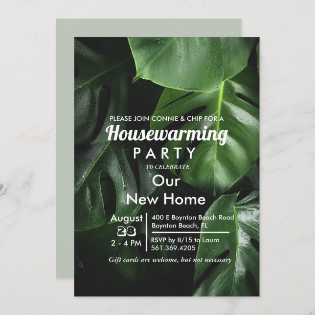 Housewarming Party Tropical Leaf Invitation (Front/Back)