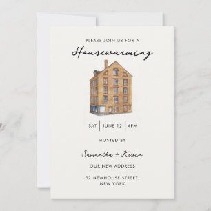 Housewarming Party Vintage Watercolor Home Invitation