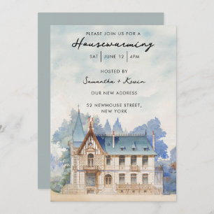 Housewarming Party Vintage Watercolor Home Invitation
