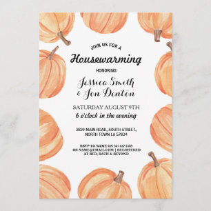 Housewarming Party Watercolor Pumpkin Fall Invitation
