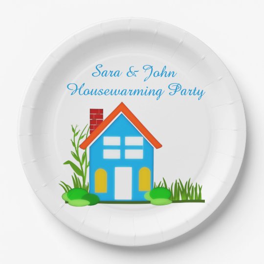 Housewarming Party with Monogram Paper Plates 9"