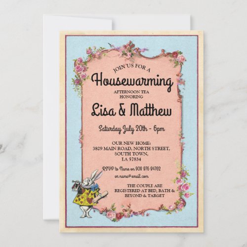 Housewarming Party Wonderland Rabbit Tea Invite