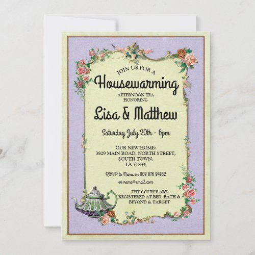 Housewarming Party Wonderland Teapot Tea Invite