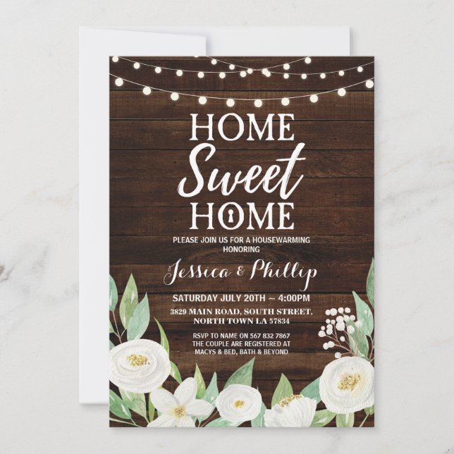 Housewarming Party Wood Rustic New Home Invite (Front)