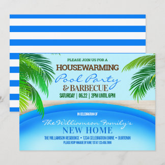 Housewarming Pool Party and Barbecue Invitation