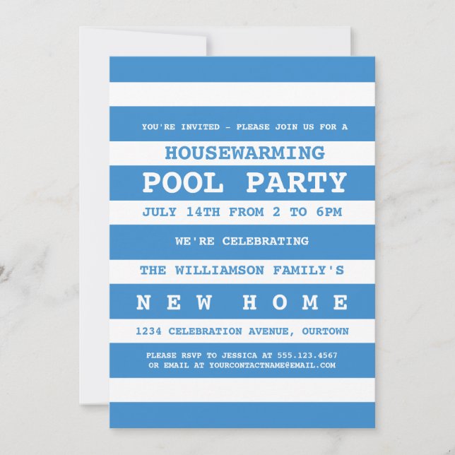 Housewarming Pool Party Invitations (Front)