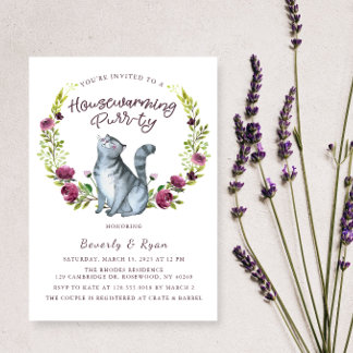 Housewarming Purr-ty Party Cat Theme Invitation