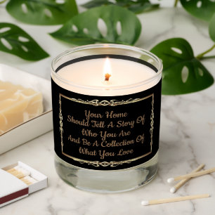 Housewarming Quote Black And Gold Scented Candle