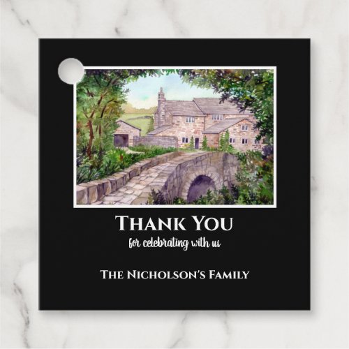 Housewarming Stone Bridge Watercolor Painting Favor Tags