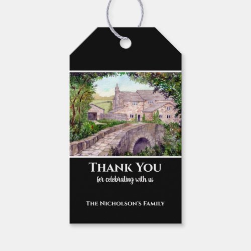 Housewarming Stone Bridge Watercolor Painting Gift Tags